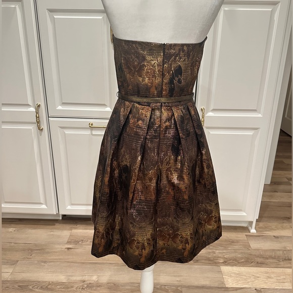 RARE Anthropologie Eva Franco Samhain  Metallic Strapless Pleated Dress - Picture 3 of 12